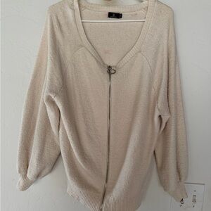 Volcom Cream V-Neck Zippered Sweater
